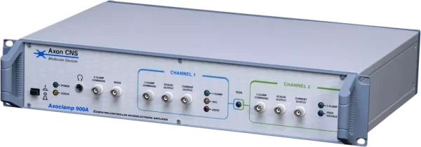 Axoclamp 900A amplifier: whole-cell current clamp, intracellular sharp recording, extracellular recording, two-electrode voltage clamp recording