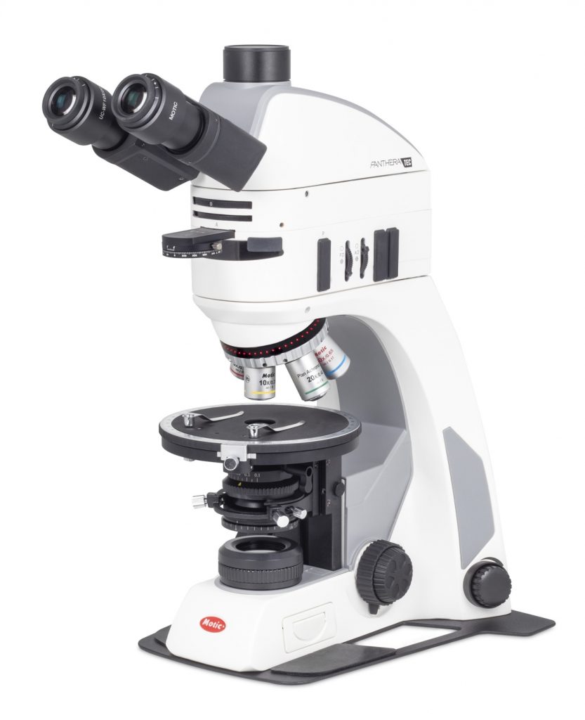 Microscope droit polarisant Motic Série Panthera TEC POL Trino et Epi/Trino