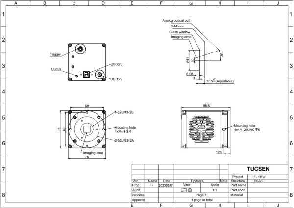 Camera Monochrome TUCSEN FL9BW 9MP USB3 refroidie – Image 2